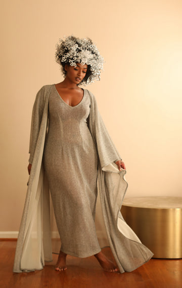 Soft Gray Lounge Set (Dress & Duster)