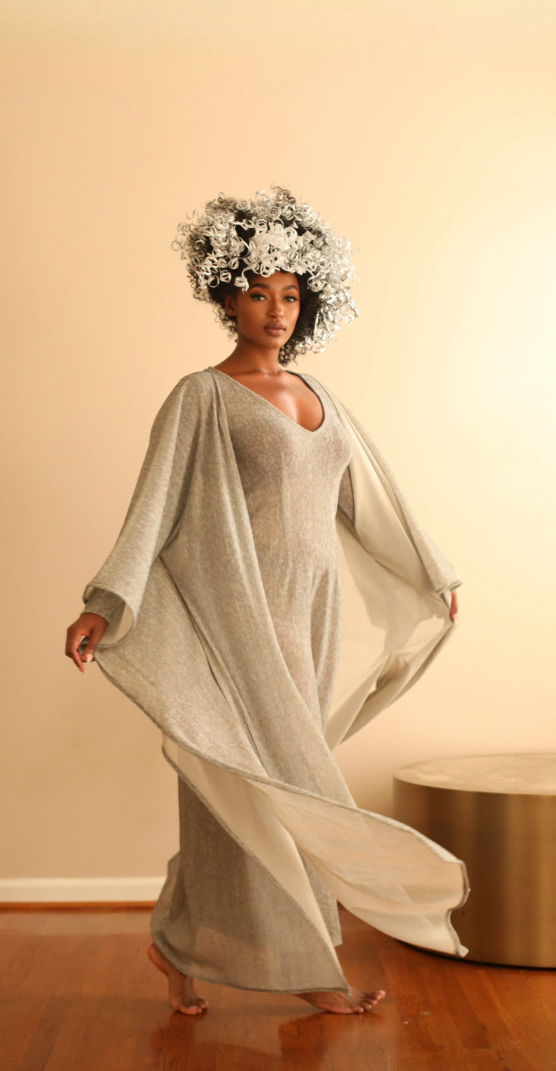 Soft Gray Lounge Set (Dress & Duster)